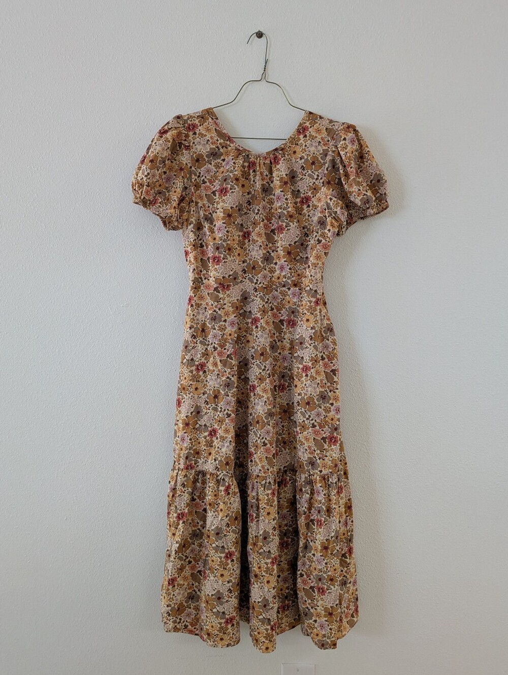 Madewell Floral Puff Sleeve Open Back Dress